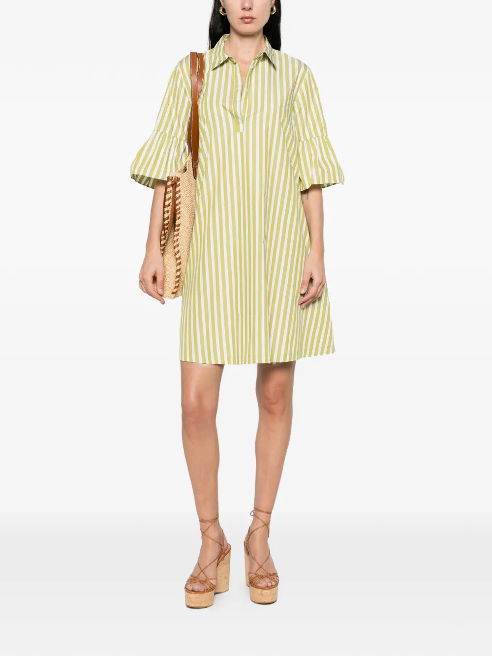  Marella Striped Mini Dress - Green 