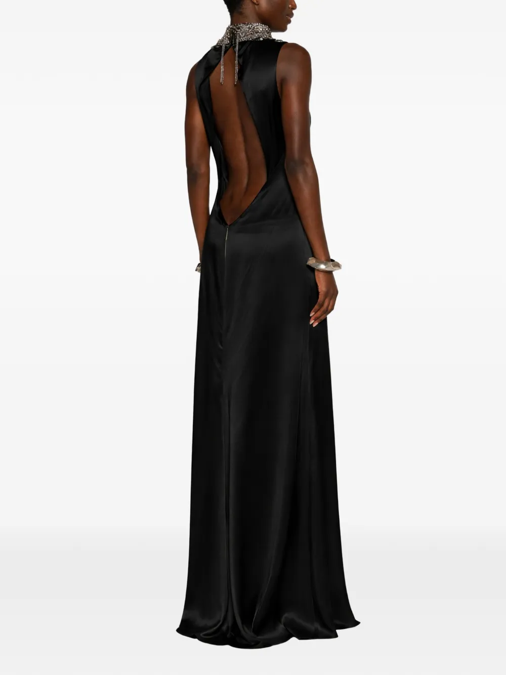 Alexander McQueen Mouwloze maxi-jurk met hoge hlas Zwart