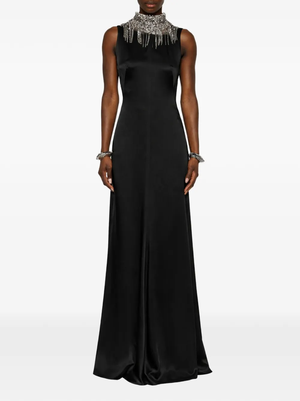 Alexander McQueen Mouwloze maxi-jurk met hoge hlas Zwart