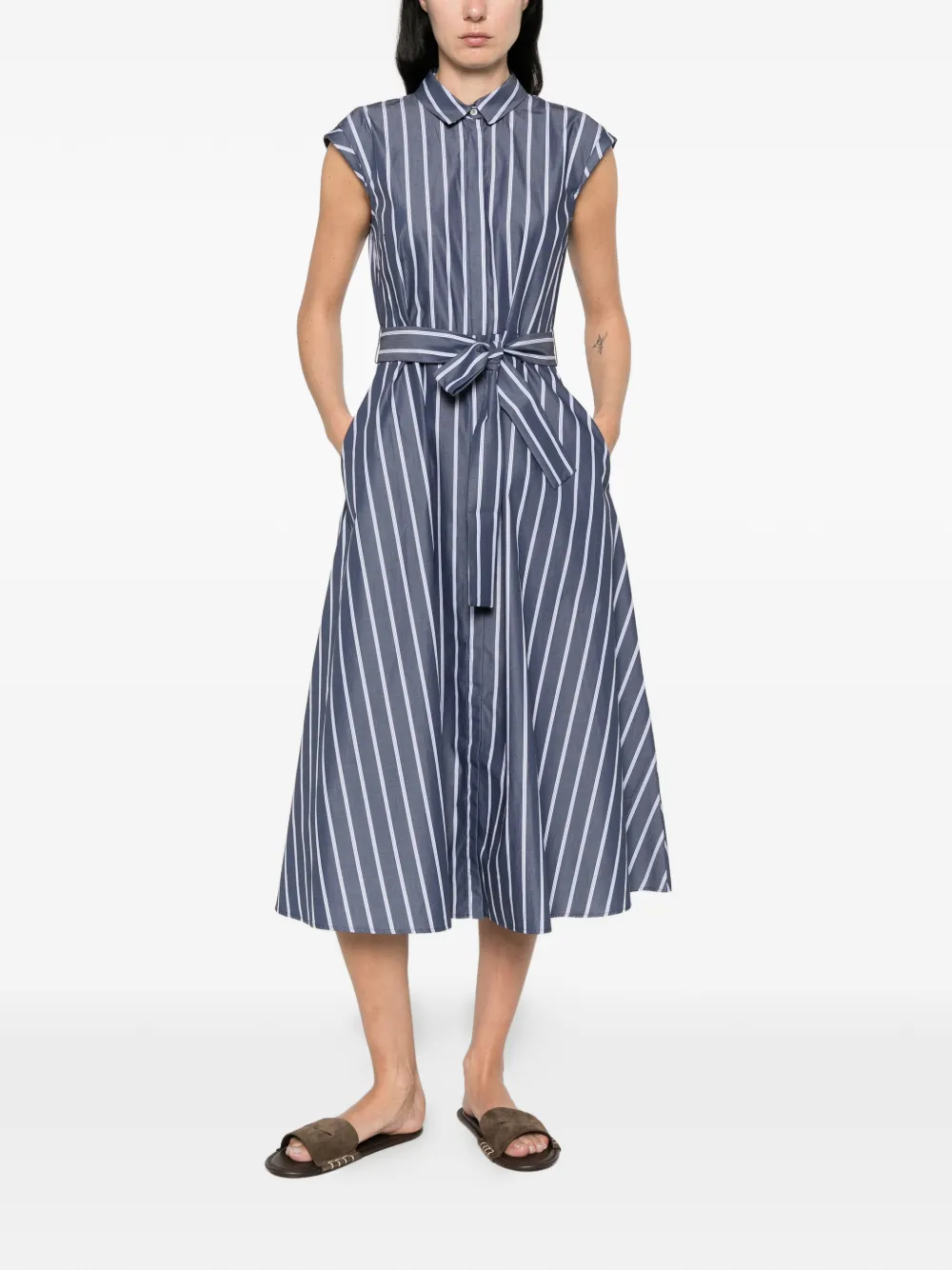  Marella Striped Midi Dress - Blue 