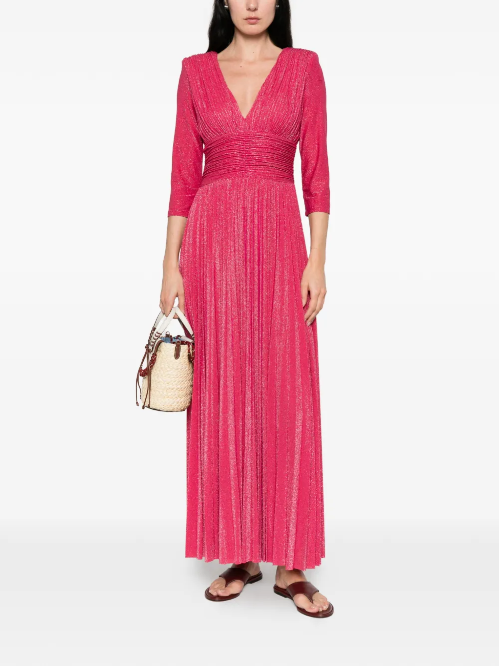 LIU JO Lurex maxi-jurk met plooien Roze