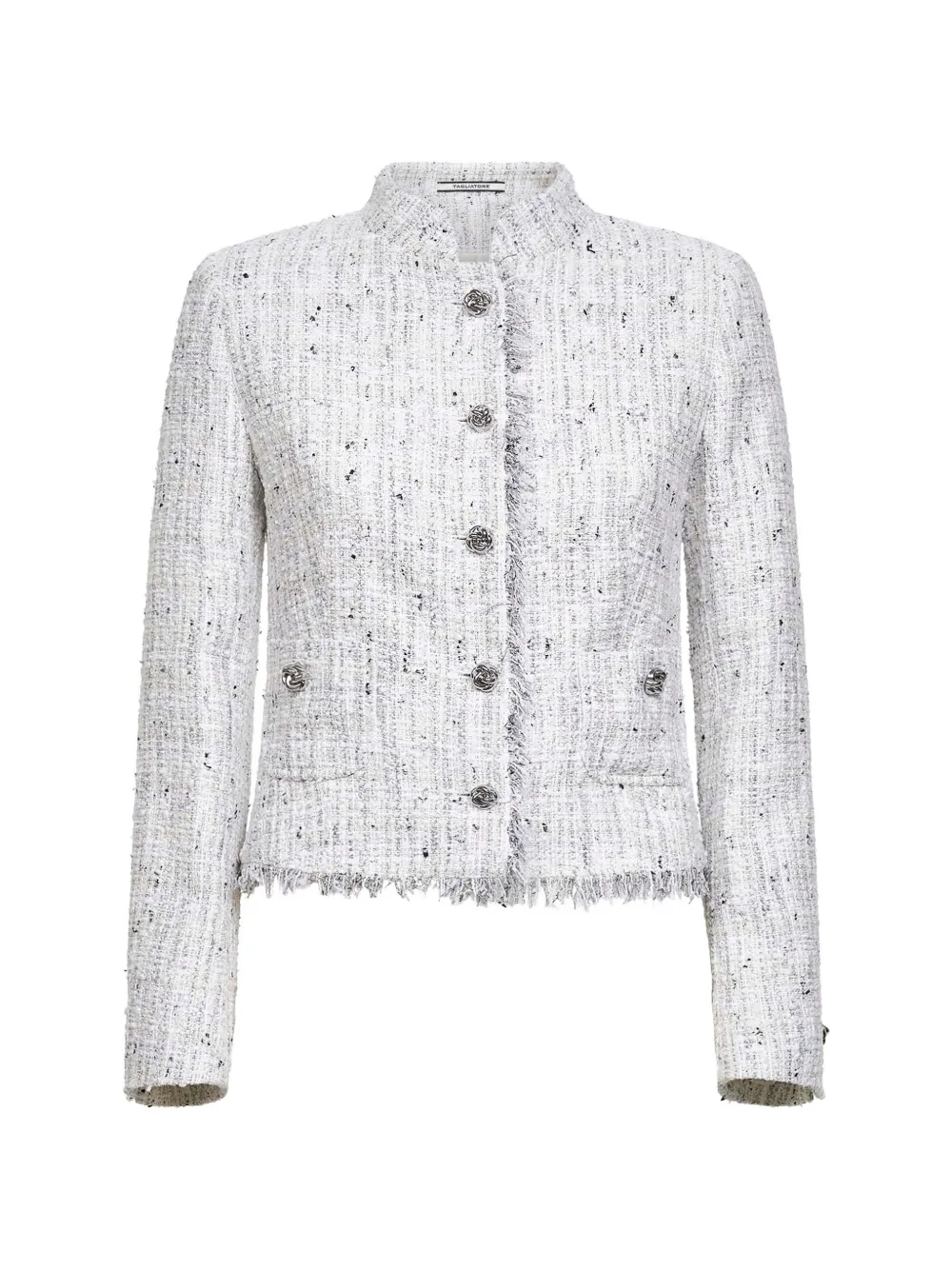 Tagliatore fringed guru-collar jacket - Bianco