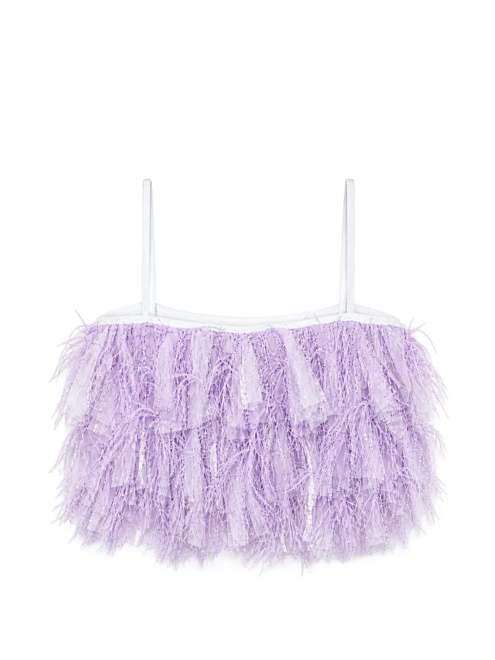 alapage feather-trim layered top - Viola
