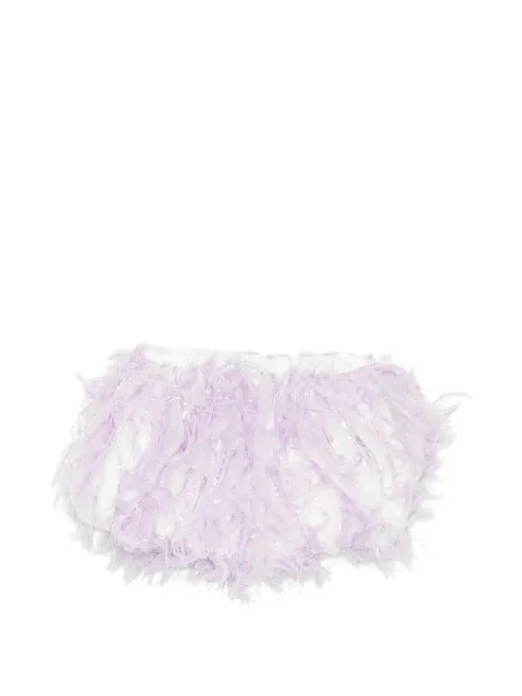 alapage Rovigo feather-detail metallic-thread shorts