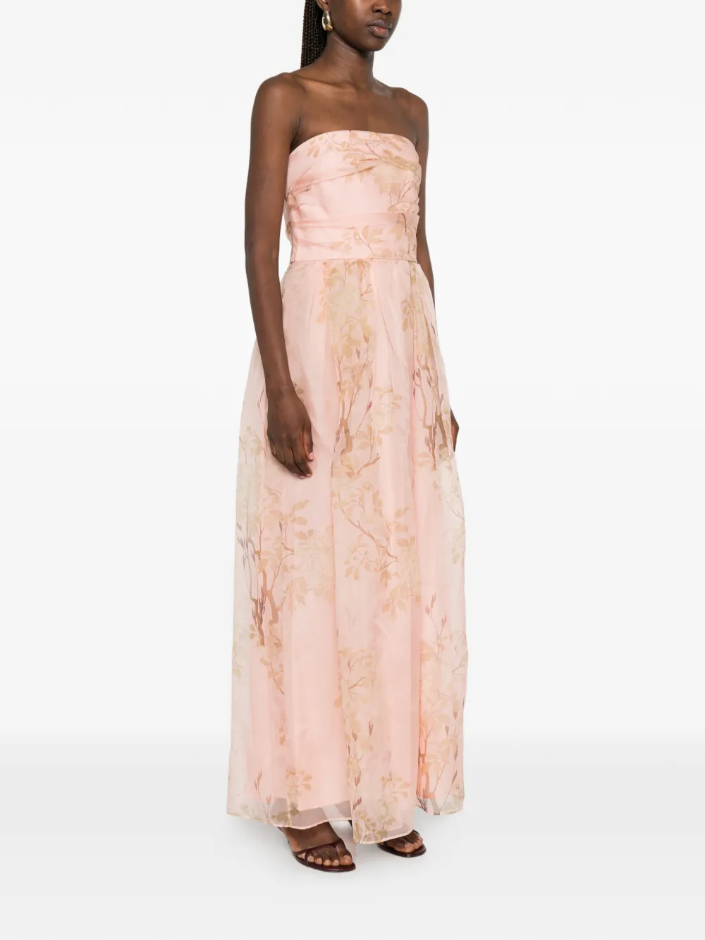 Max Mara Strapless jurk met bloemenprint Roze