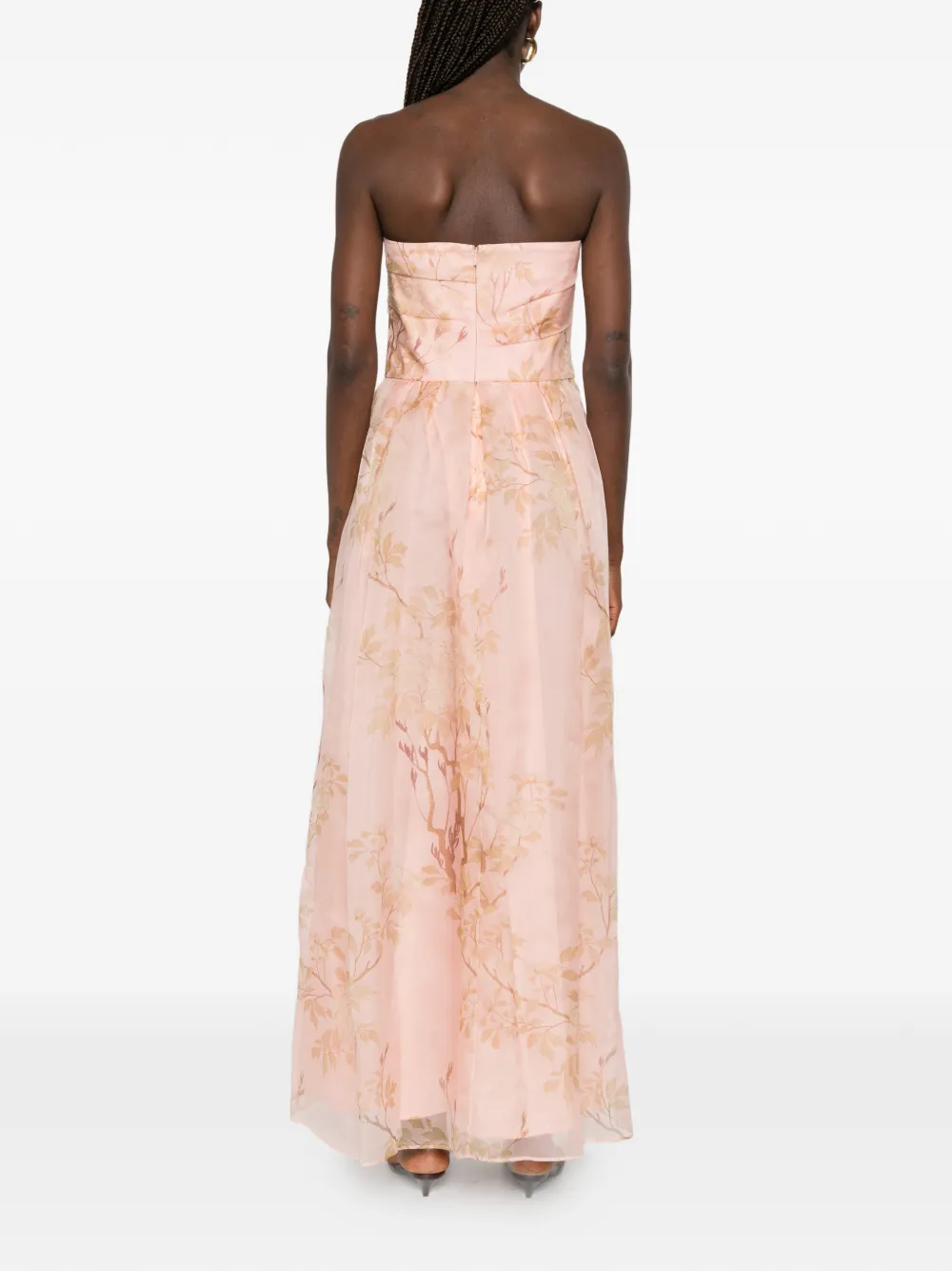 Max Mara Strapless jurk met bloemenprint Roze