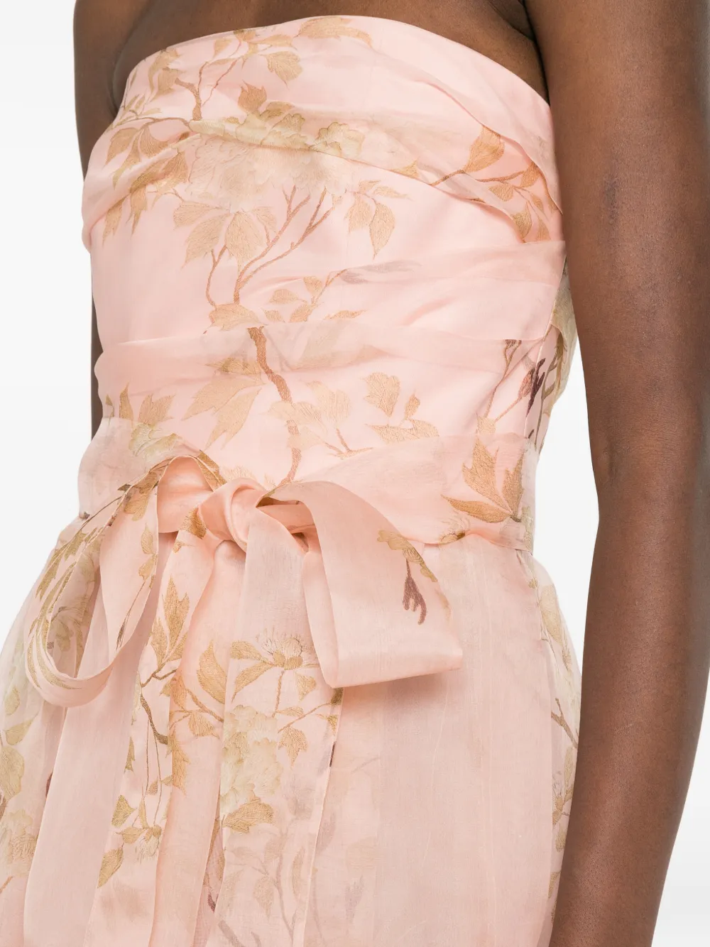 Max Mara Strapless jurk met bloemenprint Roze