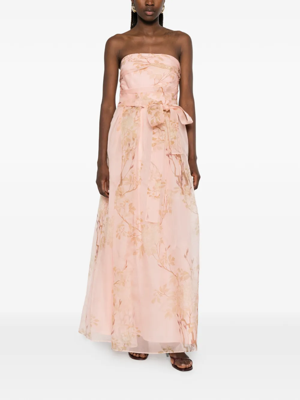 Max Mara Strapless jurk met bloemenprint Roze
