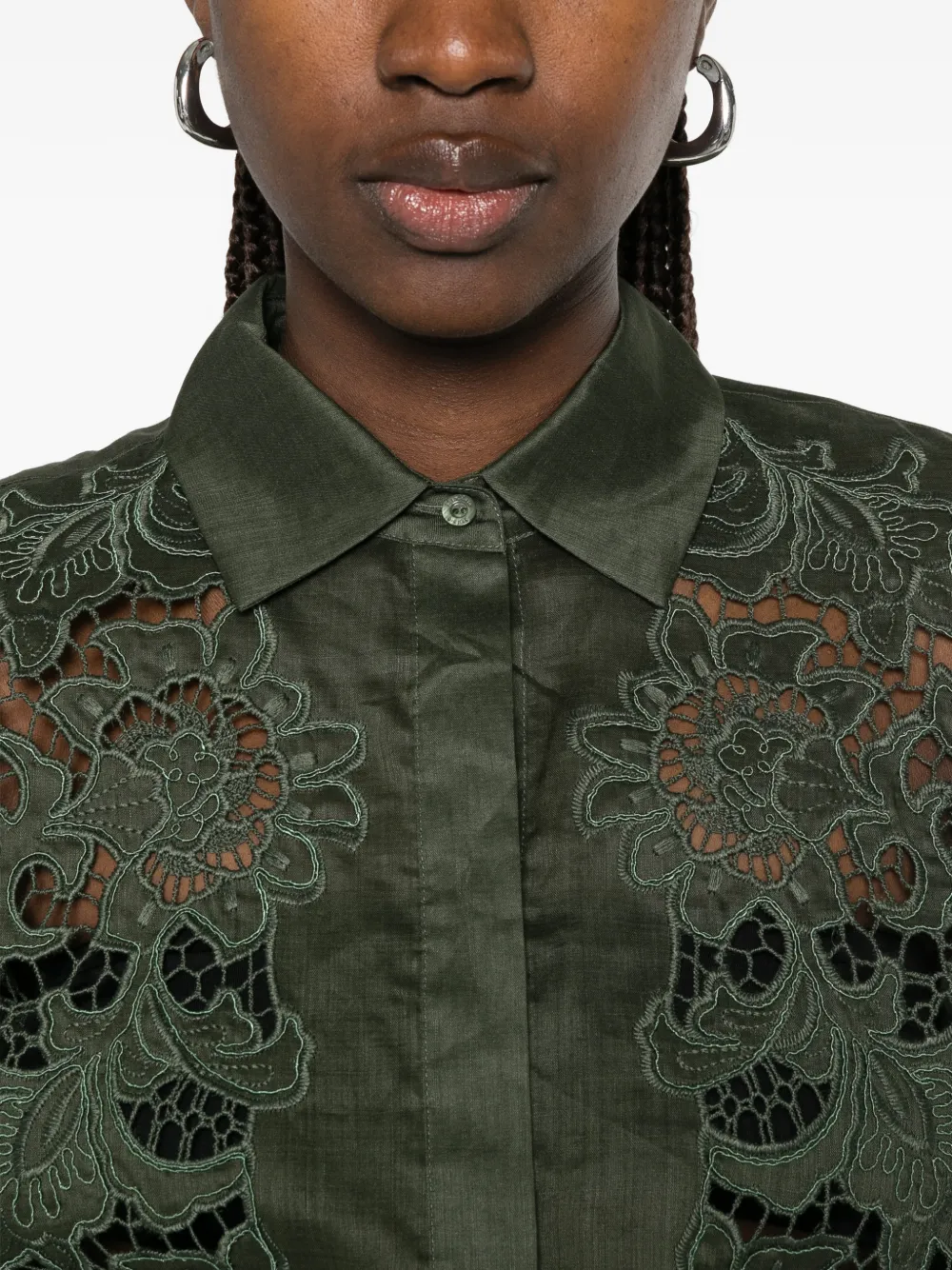 Max Mara Cali broek met wijde pijpen en riem Groen
