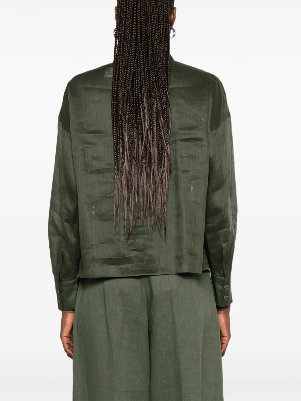 Max Mara Cali broek met wijde pijpen en riem Groen