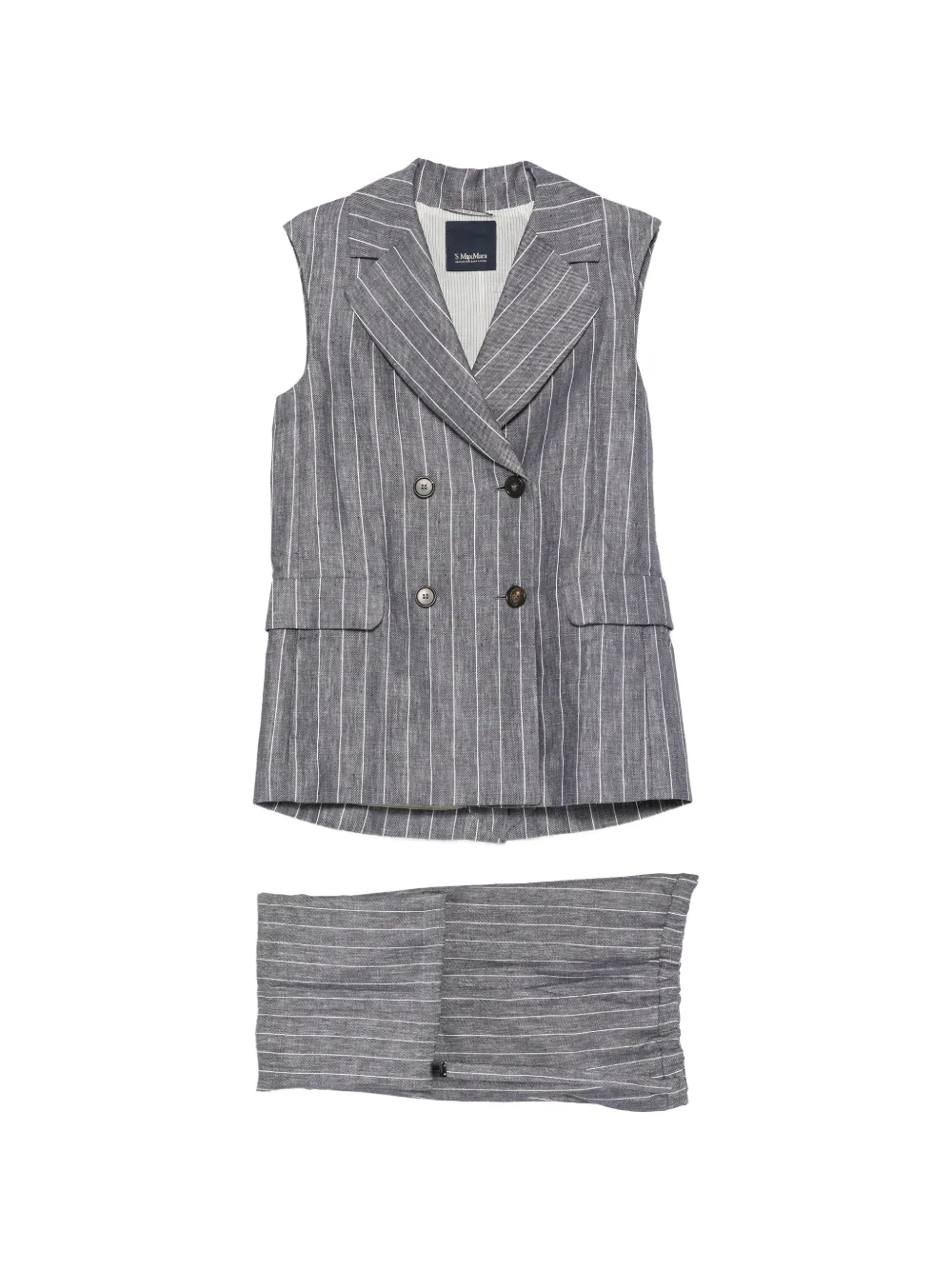 'S Max Mara Smmballo pinstripe-pattern double-breasted suit - Blu