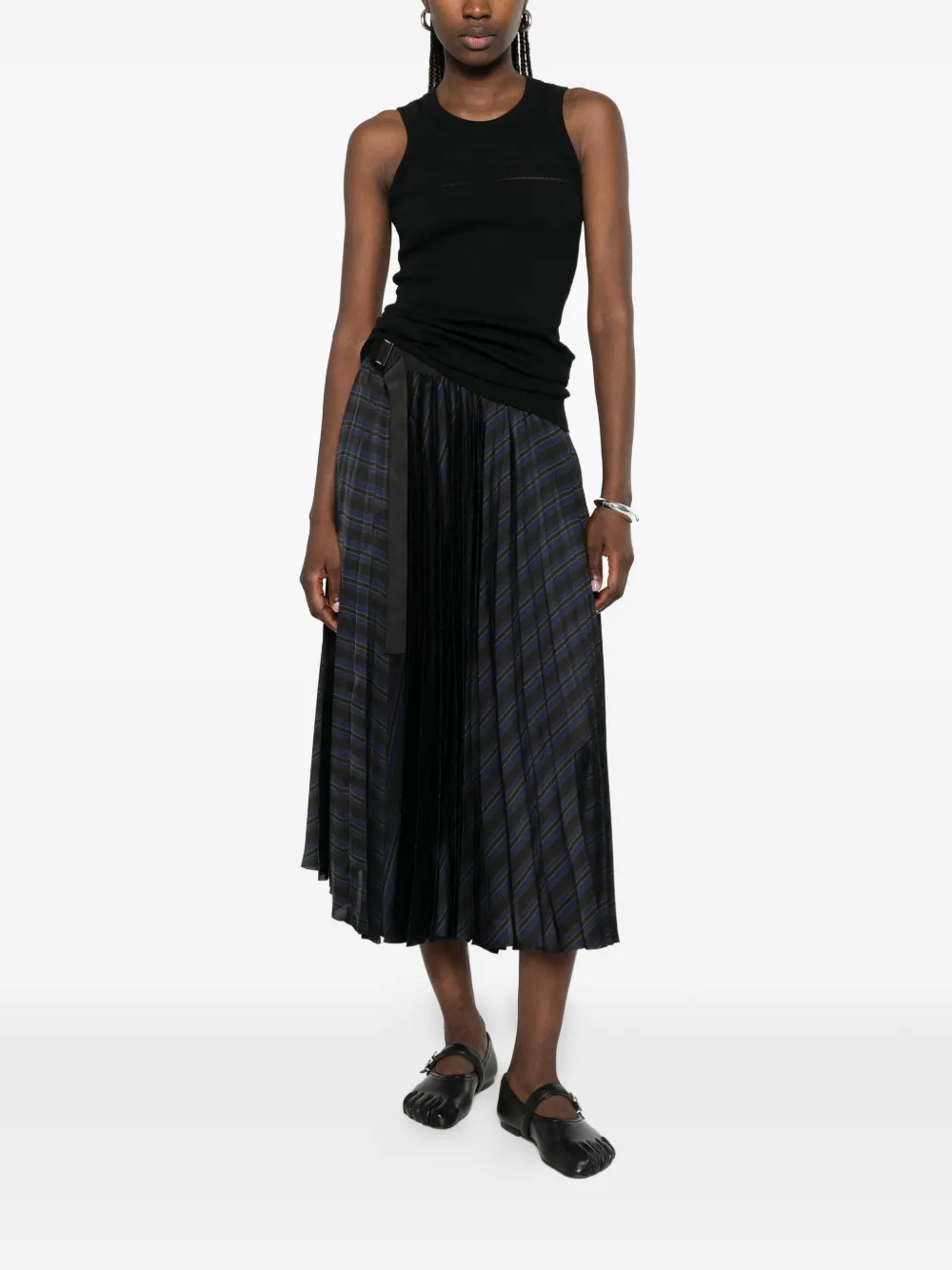 sacai Ribgebreide tanktop Zwart