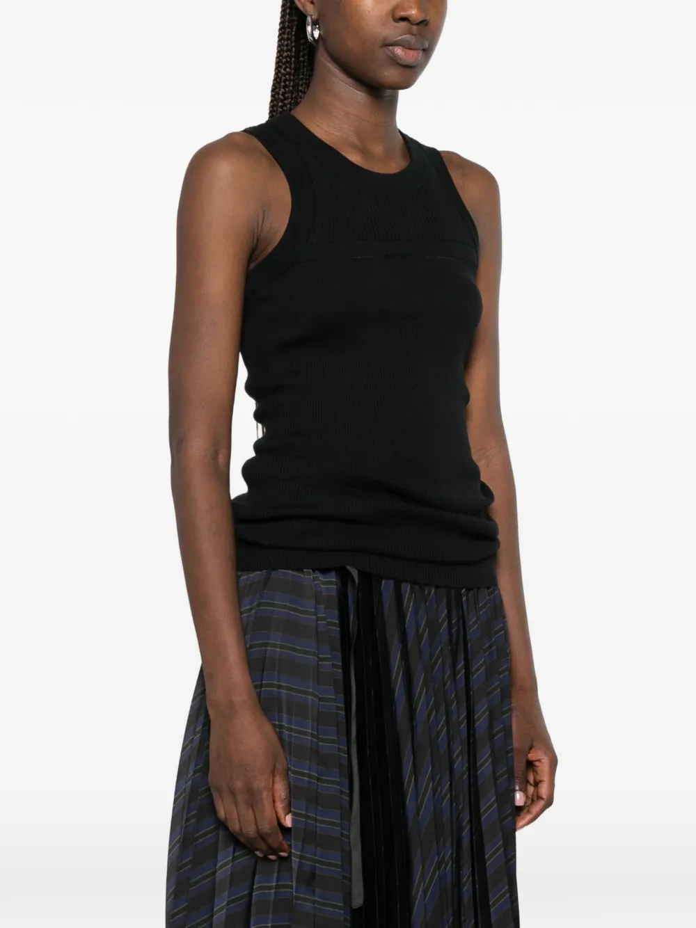 sacai Ribgebreide tanktop Zwart