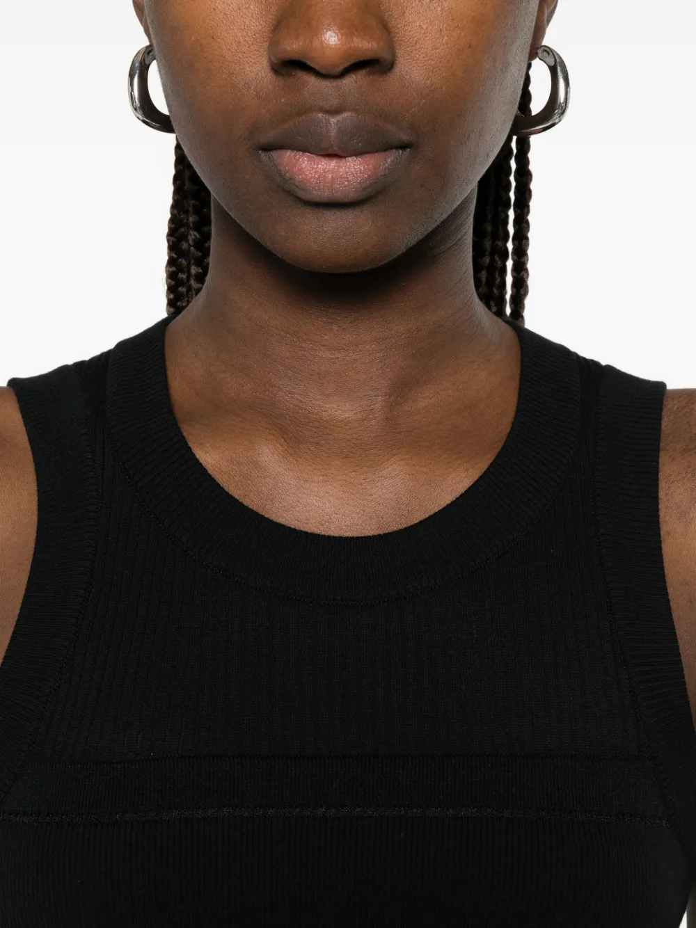 sacai Ribgebreide tanktop Zwart