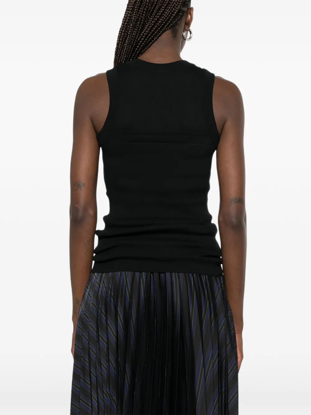 sacai Ribgebreide tanktop Zwart