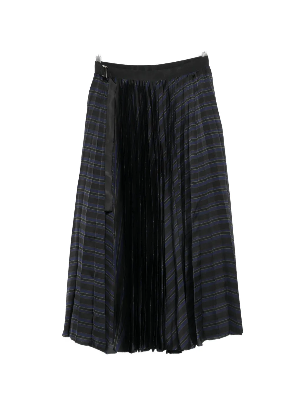 sacai pleated striped midi skirt - Nero