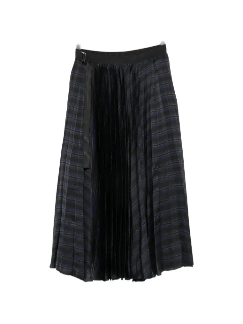 sacai pleated striped midi skirt