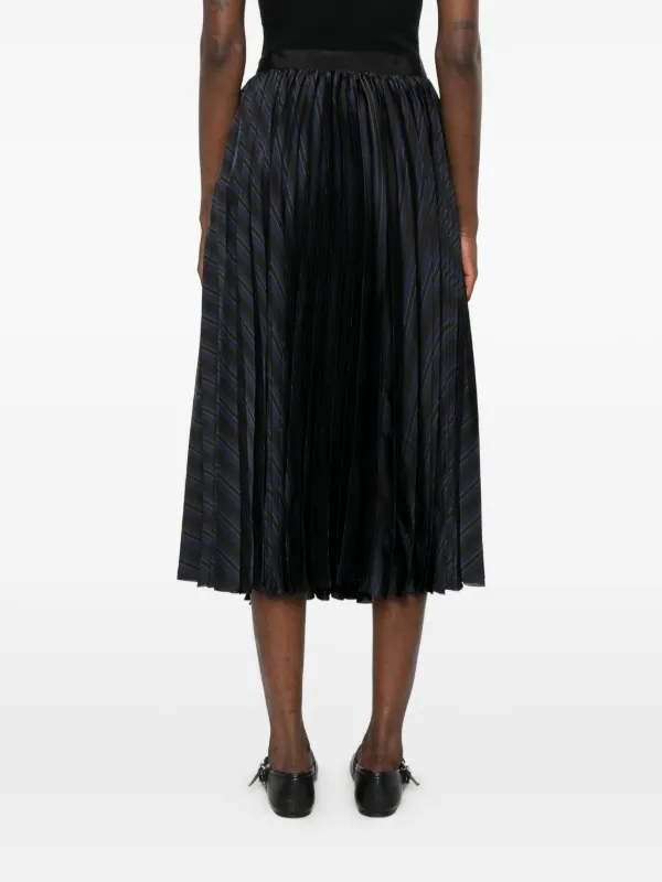 Sacai プリーツストライプ ミディスカート | ブラック | FARFETCH JP