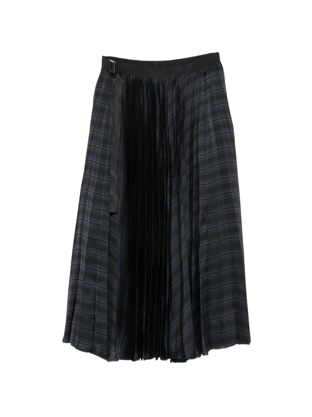 sacai pleated striped midi skirt - Nero