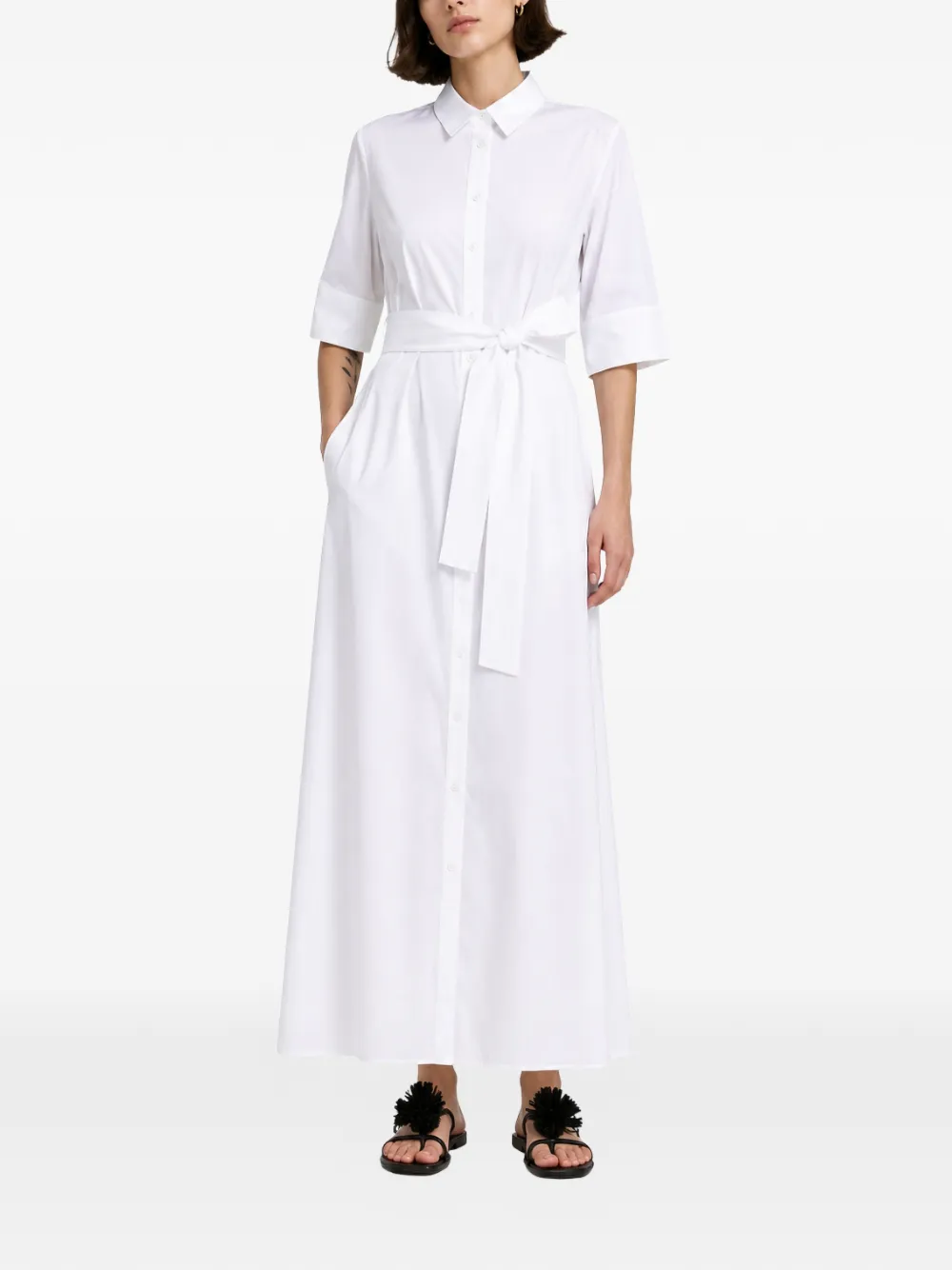 Max Mara Button-down maxi-jurk met ceintuur Wit