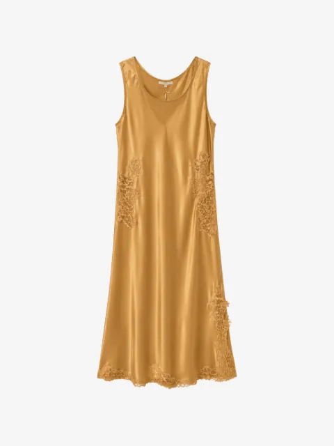 Gold Hawk Luna lace-trimmed satin dress