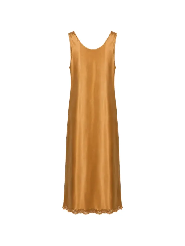 Gold Hawk Luna lace-trimmed Satin Dress | Gold