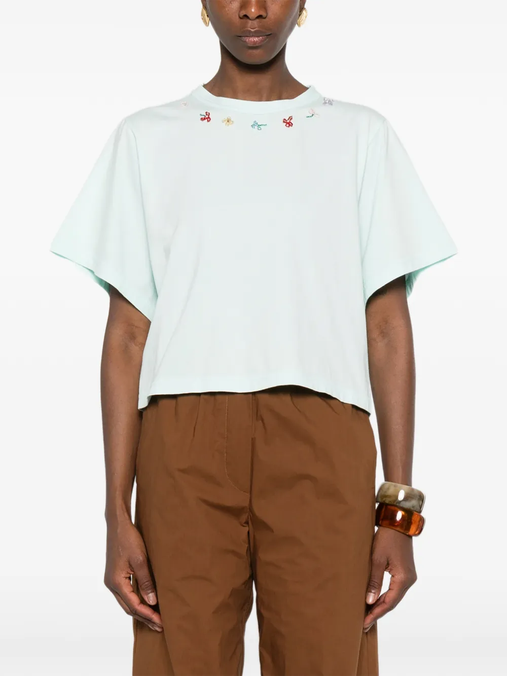  Forte Forte Floral-detail T-shirt - Green 
