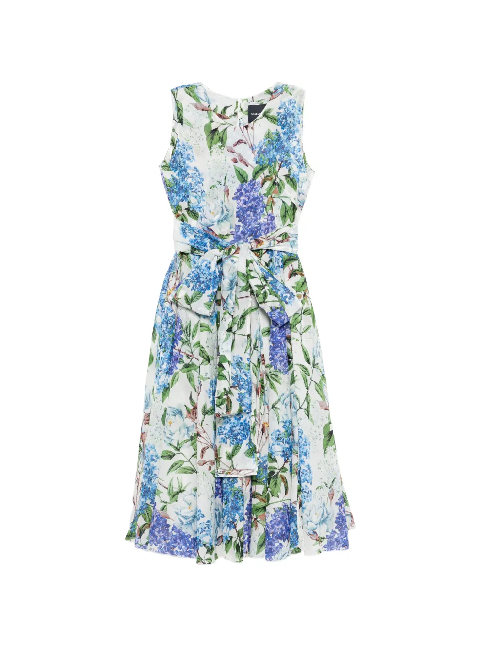 Samantha Sung Aster floral belt midi dress - Bianco