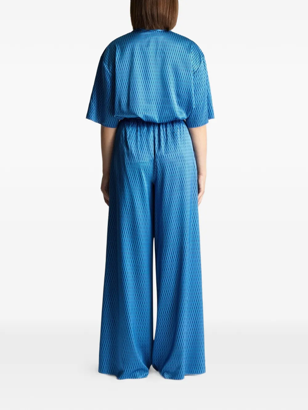 Fusalp T-shirt met diamantpatroon en rits Blauw