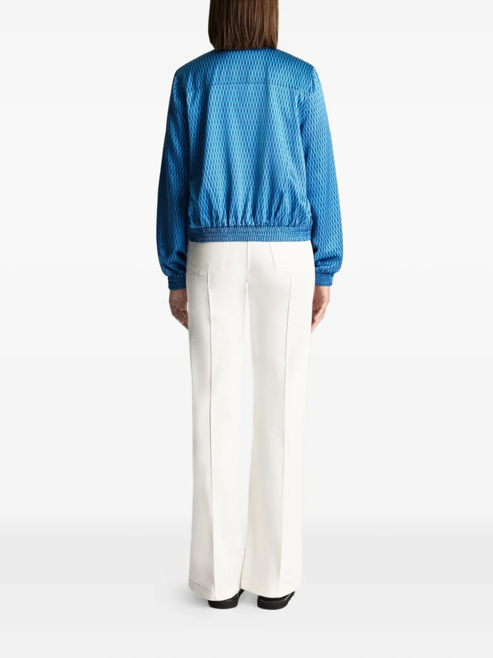  Fusalp Printed Biker Collar Bomber Jacket - Blue 