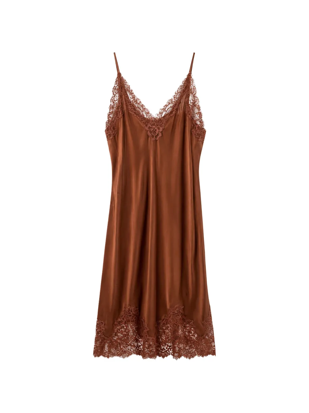Gold Hawk Coco Bodice lace-trim slip dress - Brown