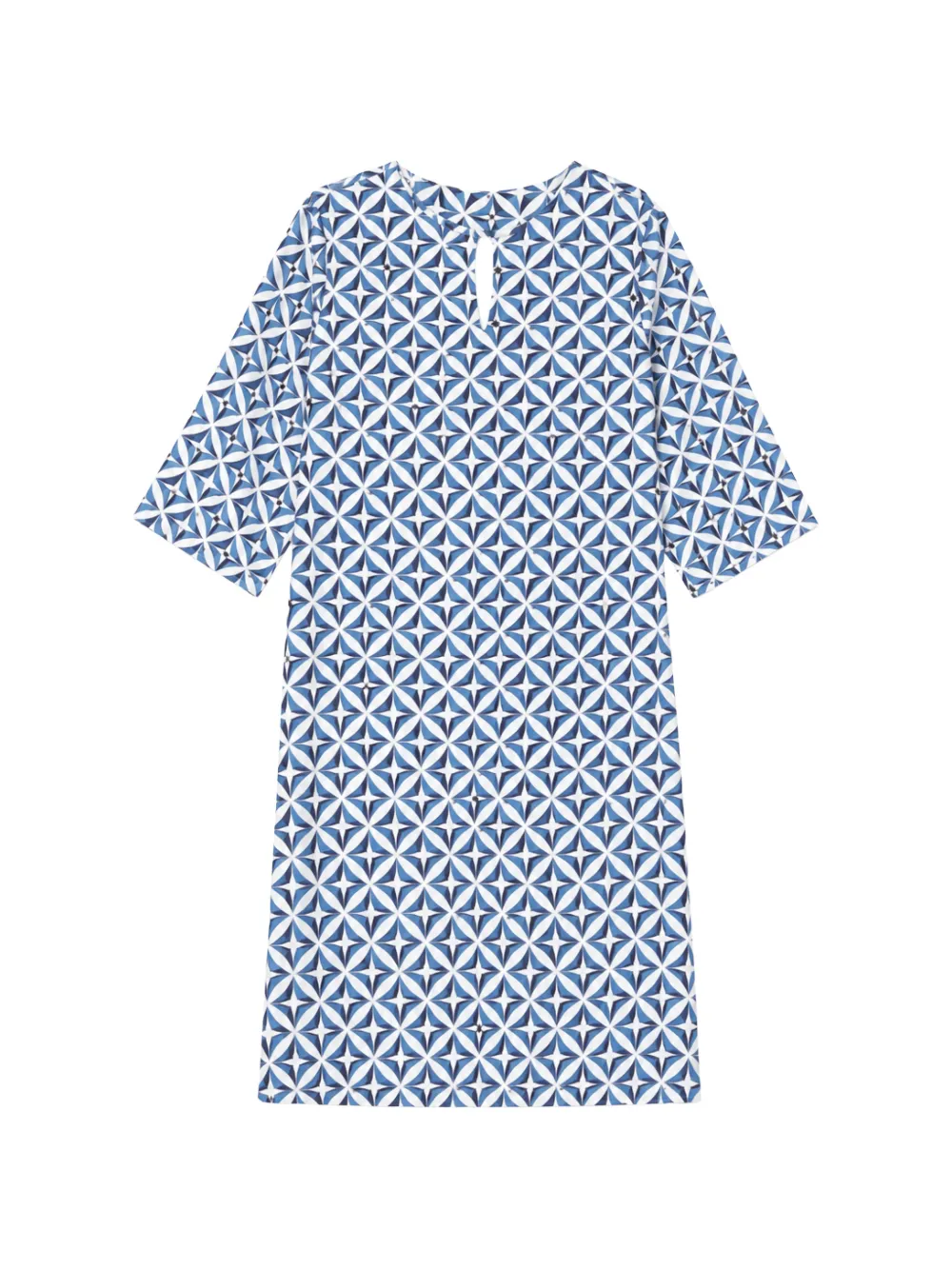 Max Mara geometric-print keyhole dress - White