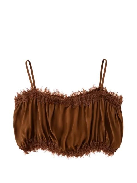 Gold Hawk lace-trim ruffled camisole top