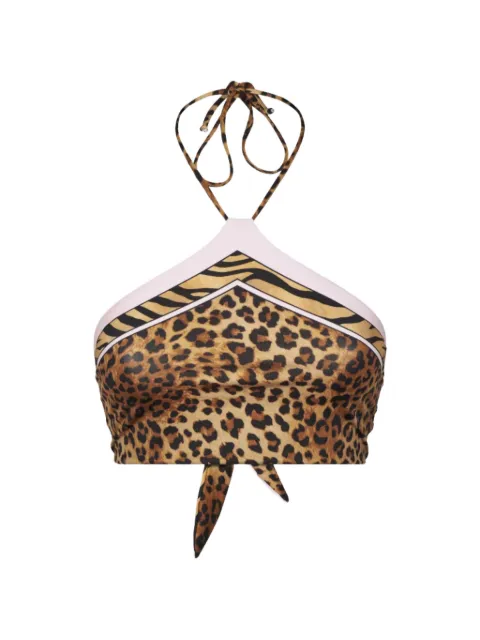 MC2 Saint Barth leopard-print halterneck bikini top