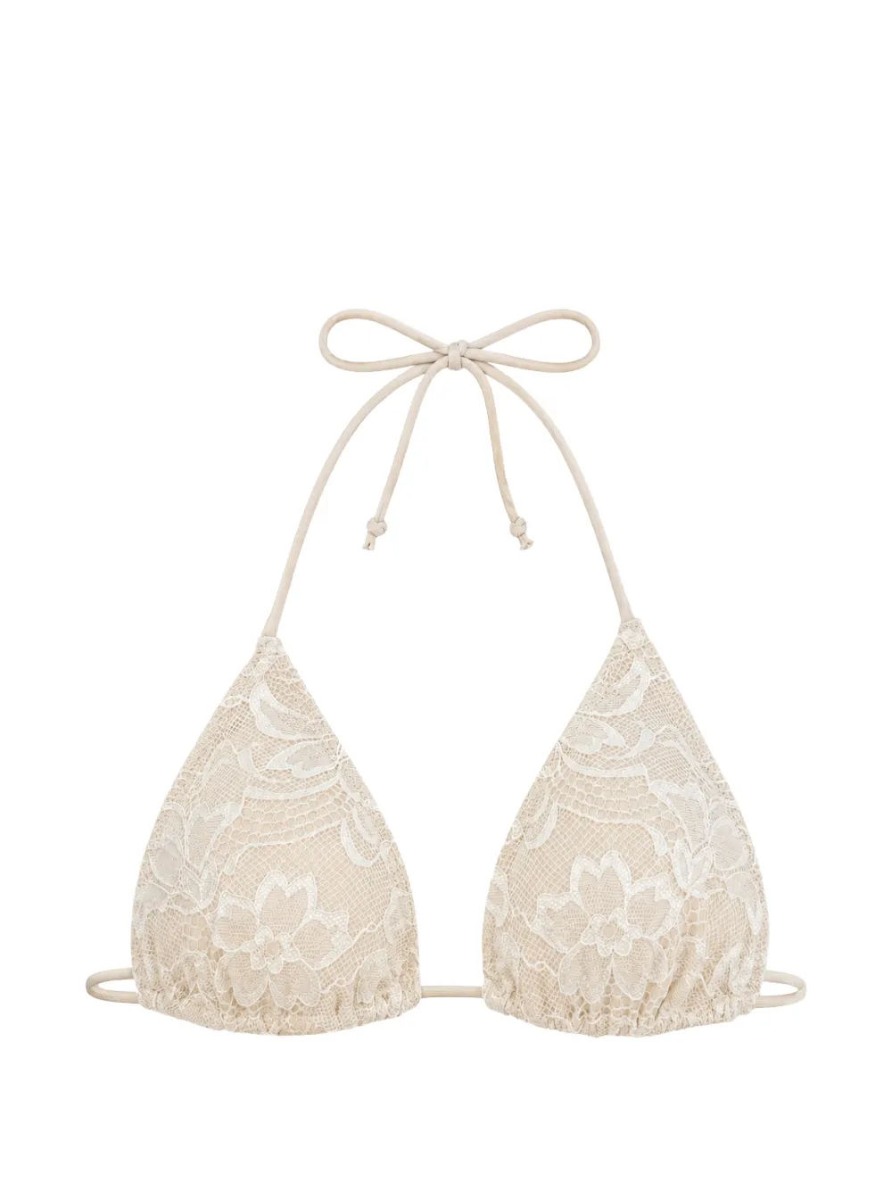MC2 Saint Barth Triangel bikinitop met overslag van kant Beige