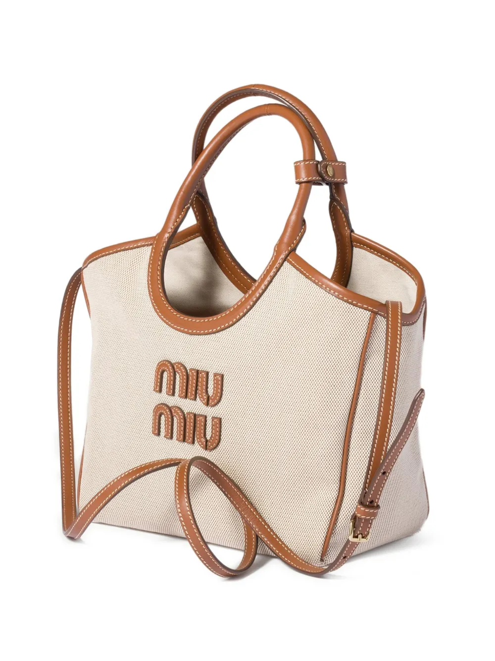  Miu Miu Ivy Canvas Bag - Neutrals 