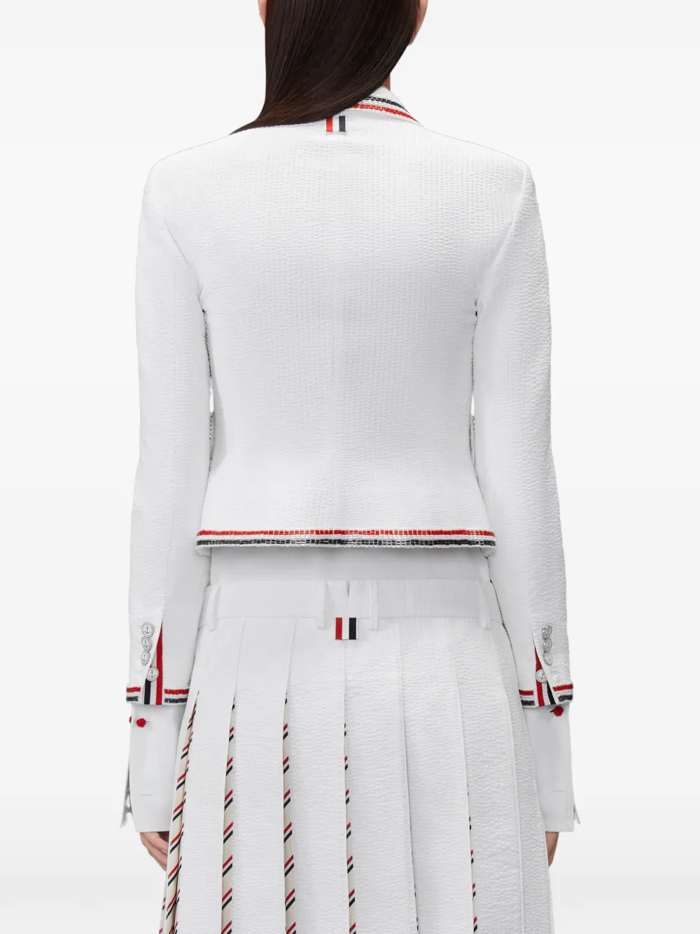 Thom Browne Cropped seersucker jack Wit