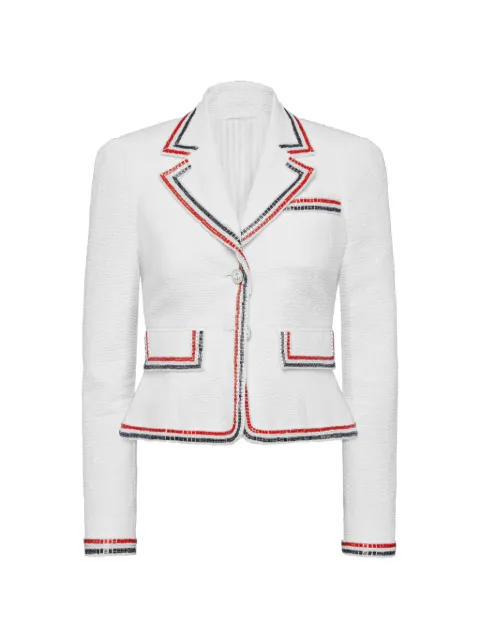 Thom Browne solid seersucker cropped jacket
