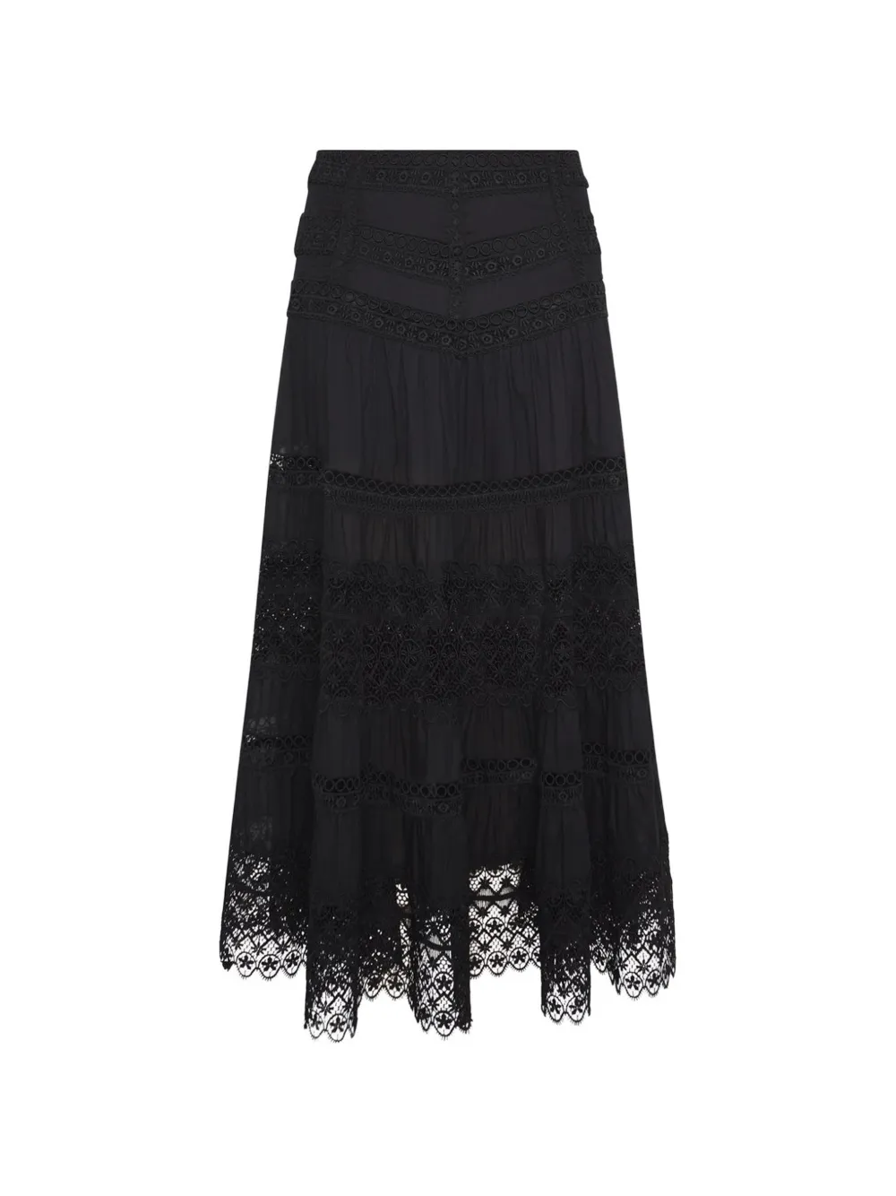 Charo Ruiz Ibiza Serza crochet-design tiered skirt - Nero