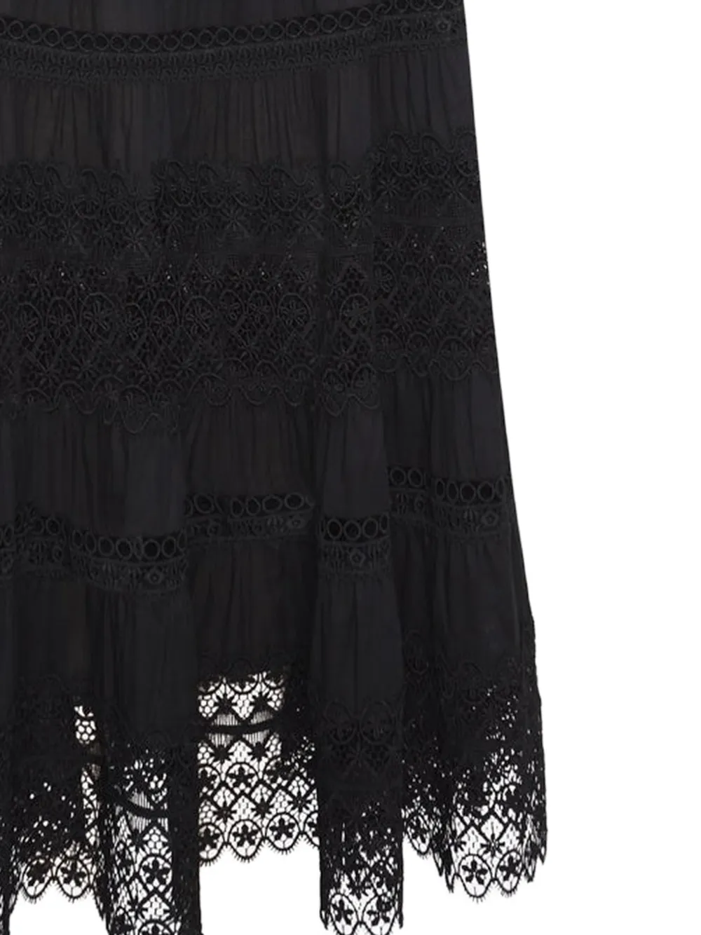 Charo Ruiz Ibiza Serza gelaagde rok met gehaakt design Zwart
