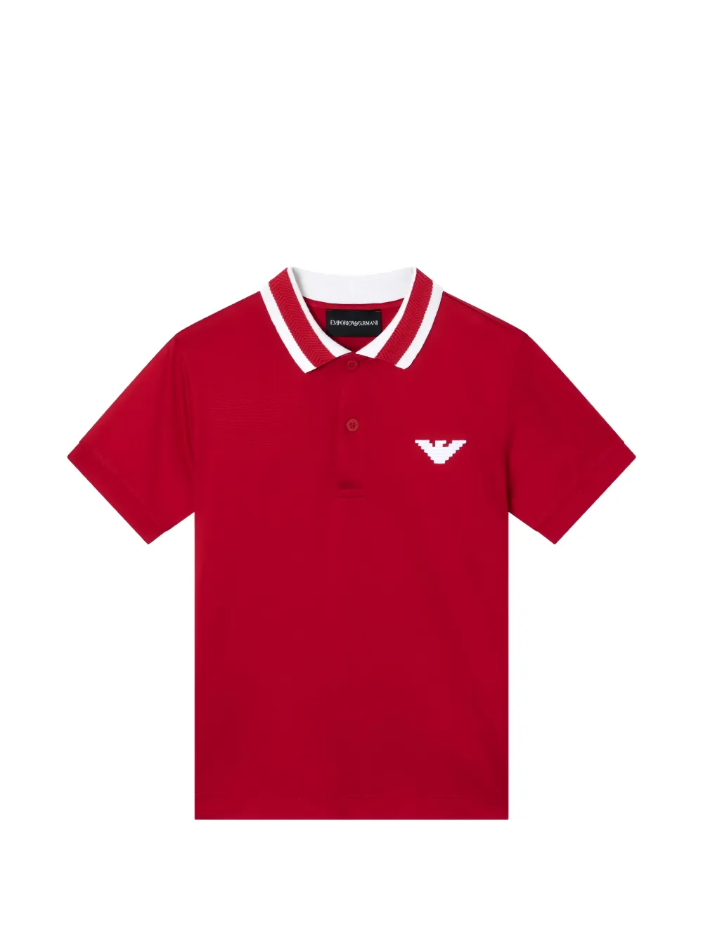 Emporio Armani Kids striped-collar polo shirt - Rosso