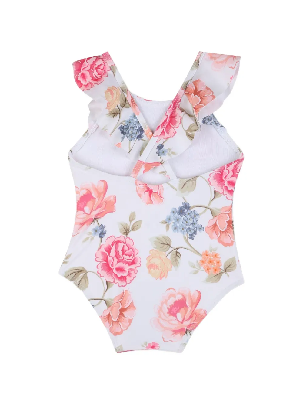  Chloé Kids Ruffled Floral-print Top - White 