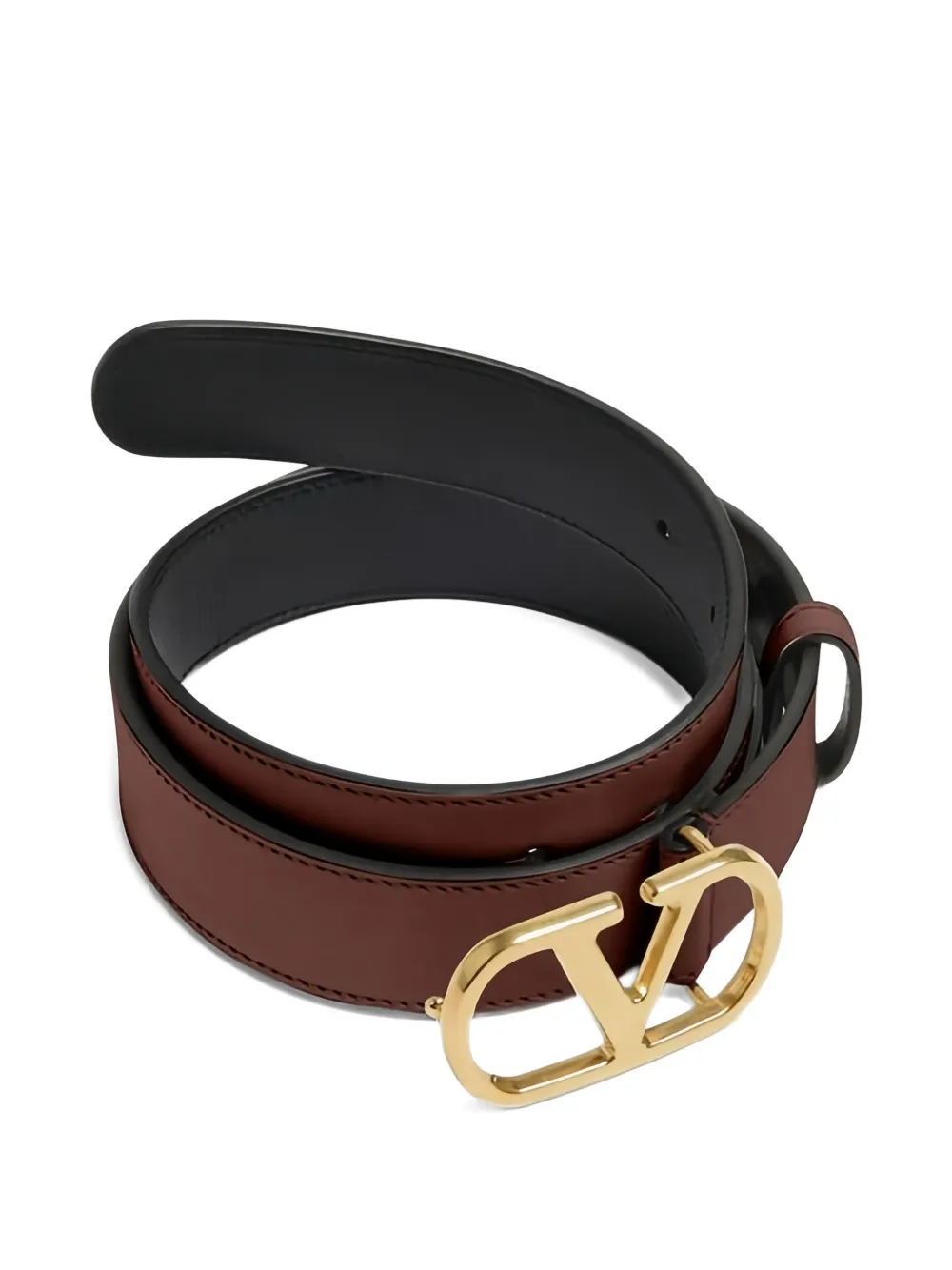 Valentino Garavani Vlogo Signature Leather Belt - Brown 