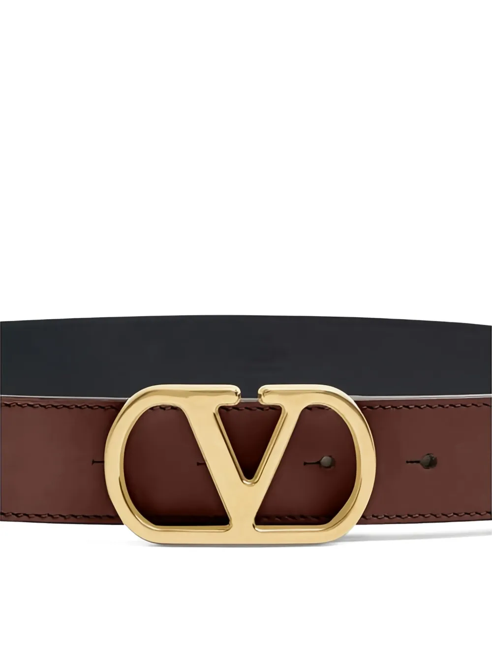  Valentino Garavani Vlogo Signature Leather Belt - Brown 
