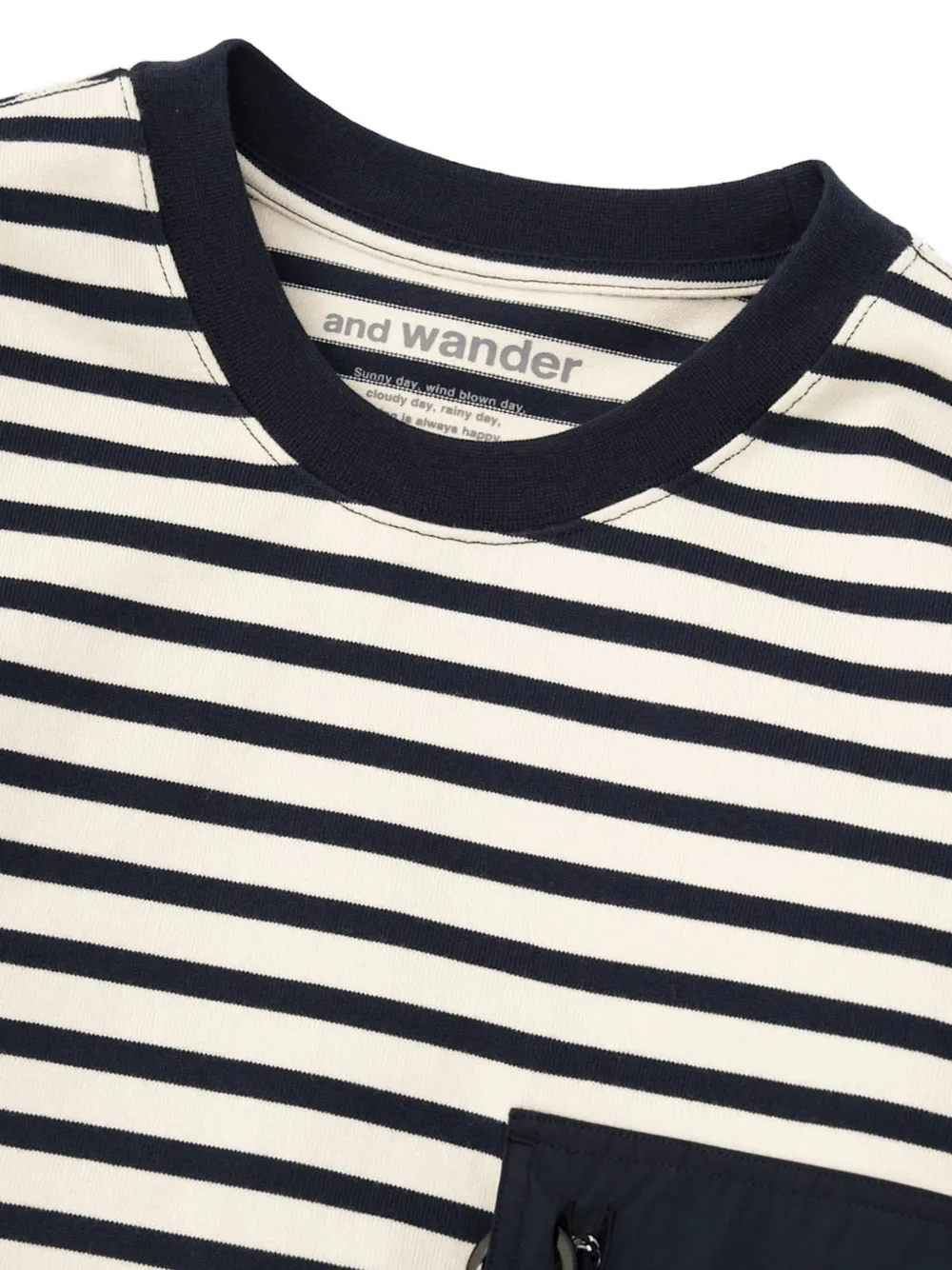  And Wander Striped Patch-pocket T-shirt - Neutrals 