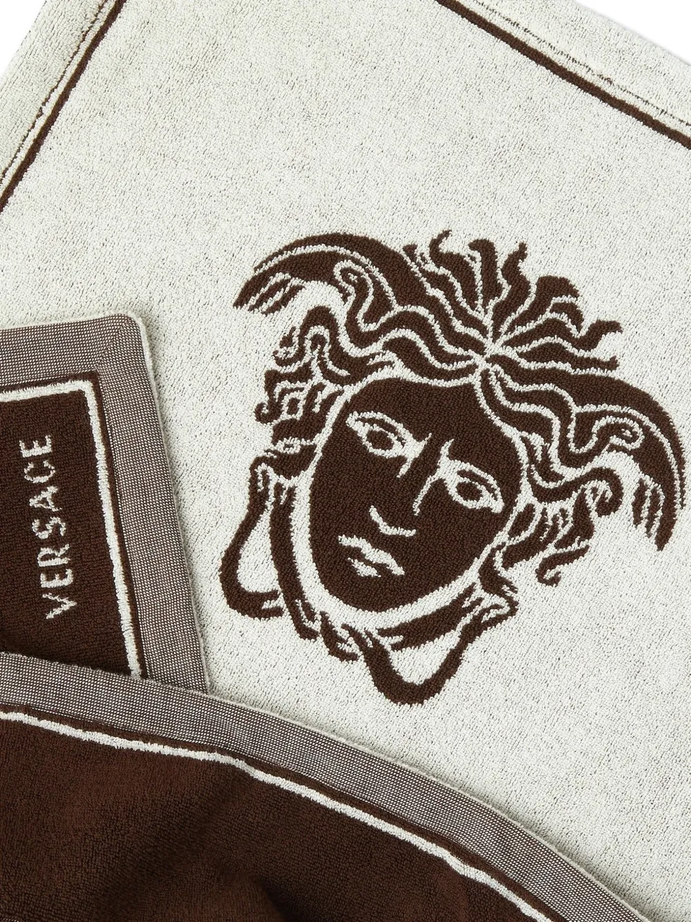  Versace Serviette De Bain Medusa En éponge Jacquard - Marron 