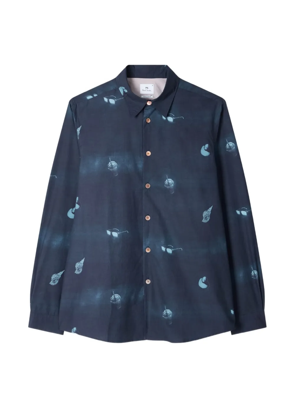 PS Paul Smith Sunbleached Snaps popeline overhemd Blauw