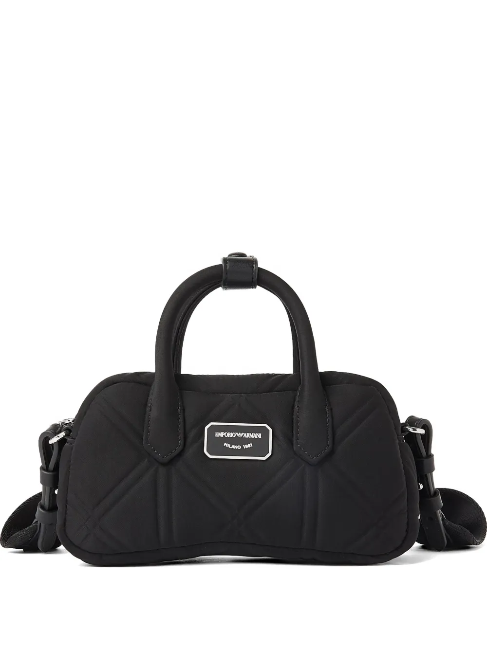 Emporio Armani quilted logo-plaque tote bag - Black