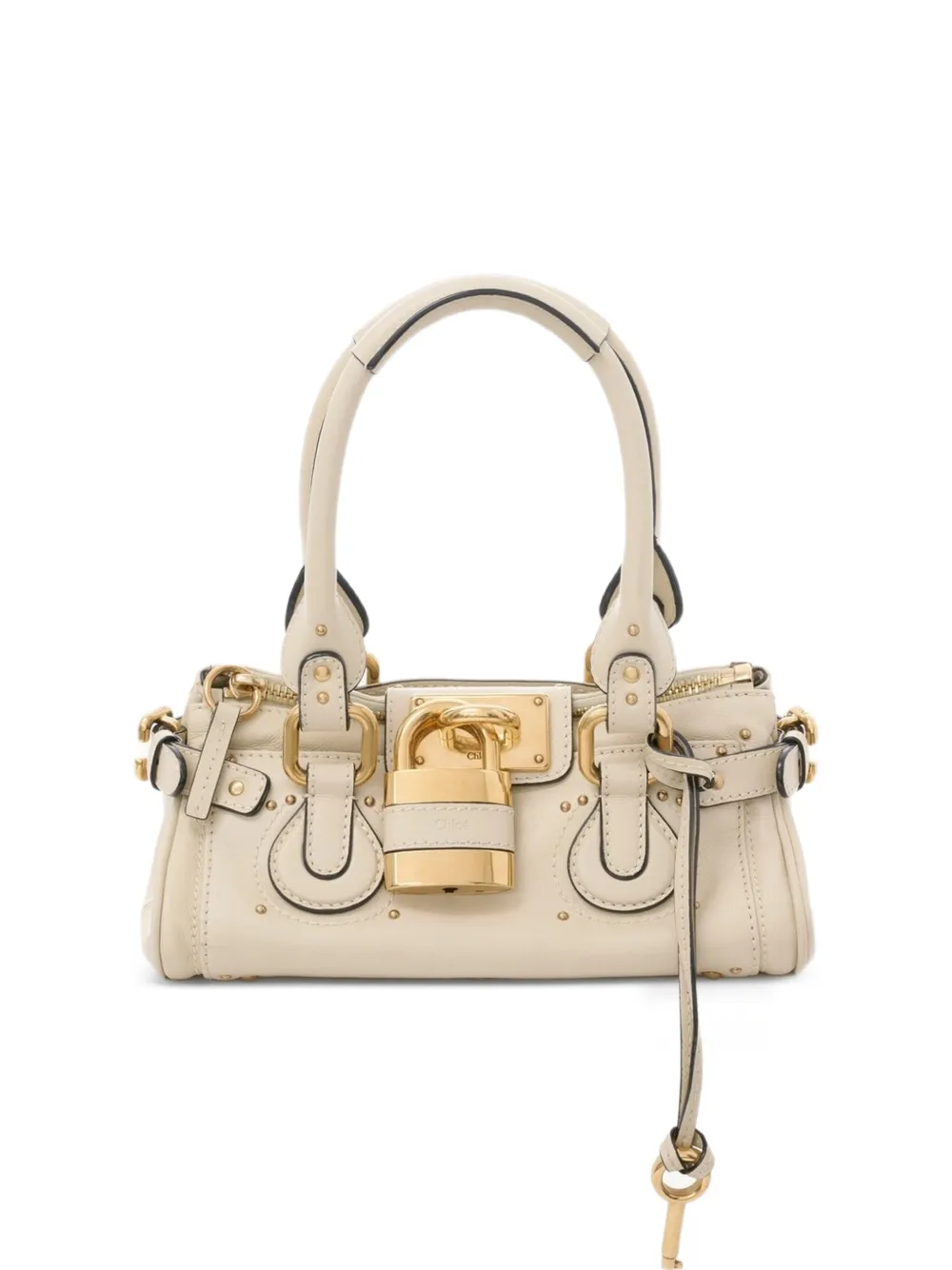 Chloé small Paddington padlock leather tote bag - Toni neutri