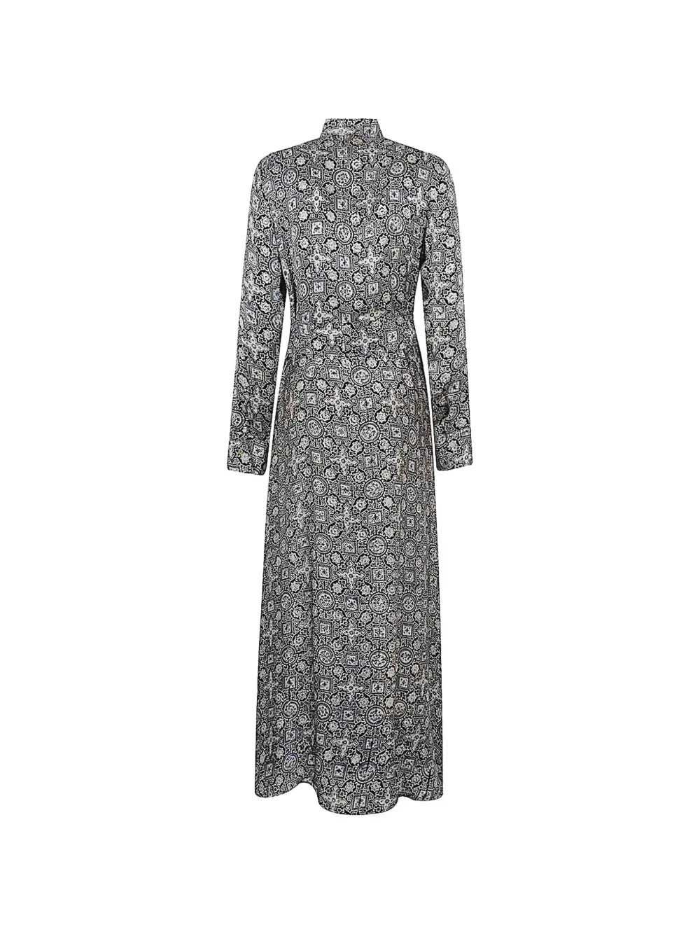  Obidi Belt Patterned Midi Dress - Black 